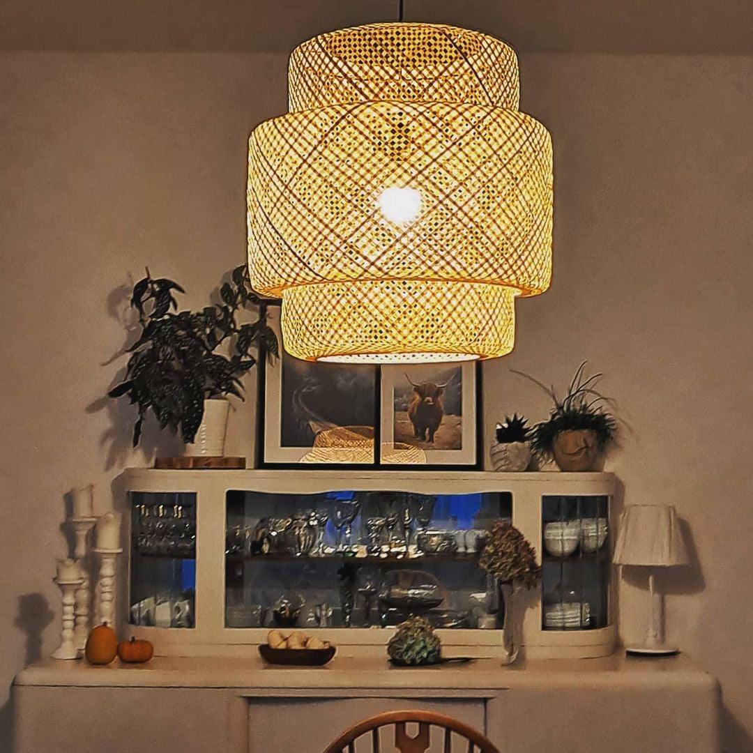 Handcrafted Bamboo Braided Pendant Light Natural Woven Hanging Lamp for Indoor Lighting