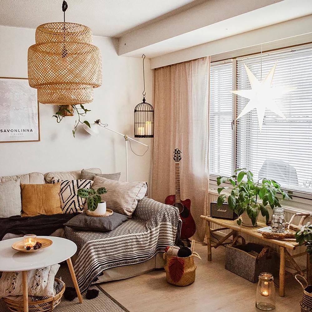 Handcrafted Bamboo Braided Pendant Light Natural Woven Hanging Lamp for Indoor Lighting