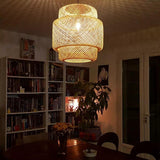 Handcrafted Bamboo Braided Pendant Light Natural Woven Hanging Lamp for Indoor Lighting