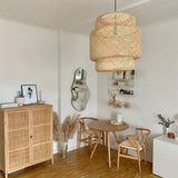 Handcrafted Bamboo Braided Pendant Light Natural Woven Hanging Lamp for Indoor Lighting