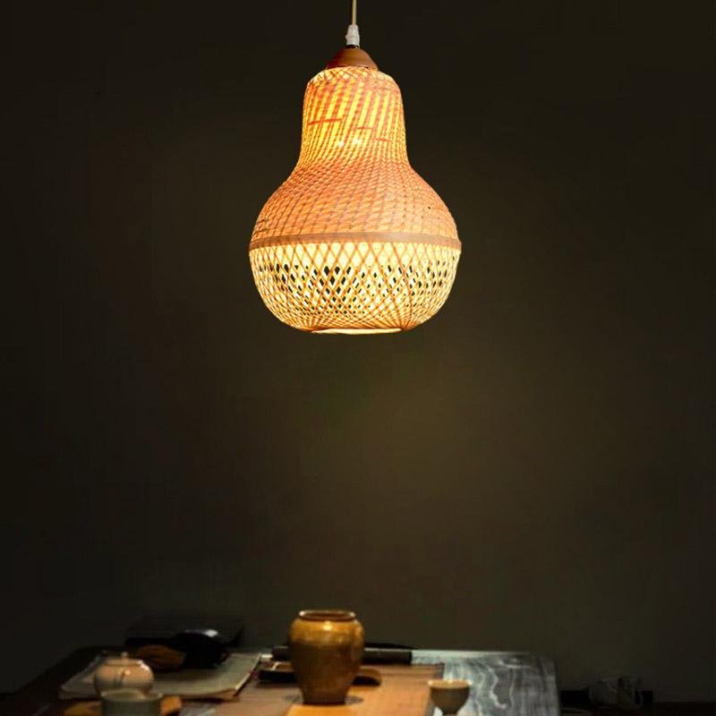 Handcrafted Bamboo Peach Inspired Pendant Light Burlywood Decorative Hanging Ceiling Fixture