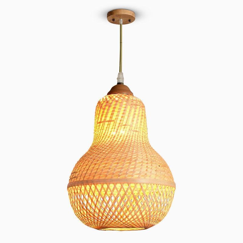 Handcrafted Bamboo Peach Inspired Pendant Light Burlywood Decorative Hanging Ceiling Fixture
