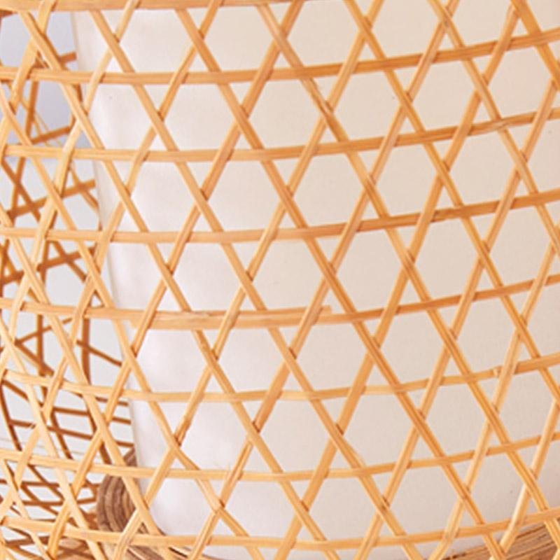 Handcrafted Bamboo Woven Table Lamp with Portable Handle and Integrated USB Charging Port