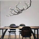 Handcrafted Ceramic Flower Branch Chandelier White Floral Ceiling Light with Brass Frame