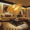 Handcrafted Curved Bamboo Woven Pendant Light Modern Farmhouse Hanging Ceiling Lamp
