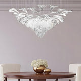 Handcrafted Flower Art Glass Chandelier Modern LED Pendant Light with 3 Color Dimming Settings