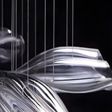 Handcrafted Flower Art Glass Chandelier Modern LED Pendant Light with 3 Color Dimming Settings