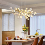 Handcrafted Ginkgo Petal Ceramic Chandelier Elegant Porcelain Leaf Lighting Fixture