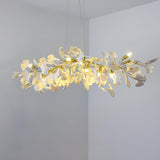 Handcrafted Ginkgo Petal Ceramic Chandelier Elegant Porcelain Leaf Lighting Fixture