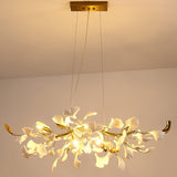 Handcrafted Ginkgo Petal Ceramic Chandelier Elegant Porcelain Leaf Lighting Fixture
