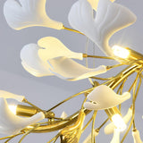 Handcrafted Ginkgo Petal Ceramic Chandelier Elegant Porcelain Leaf Lighting Fixture