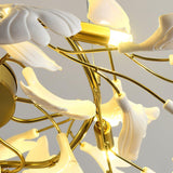 Handcrafted Ginkgo Petal Ceramic Chandelier Elegant Porcelain Leaf Lighting Fixture