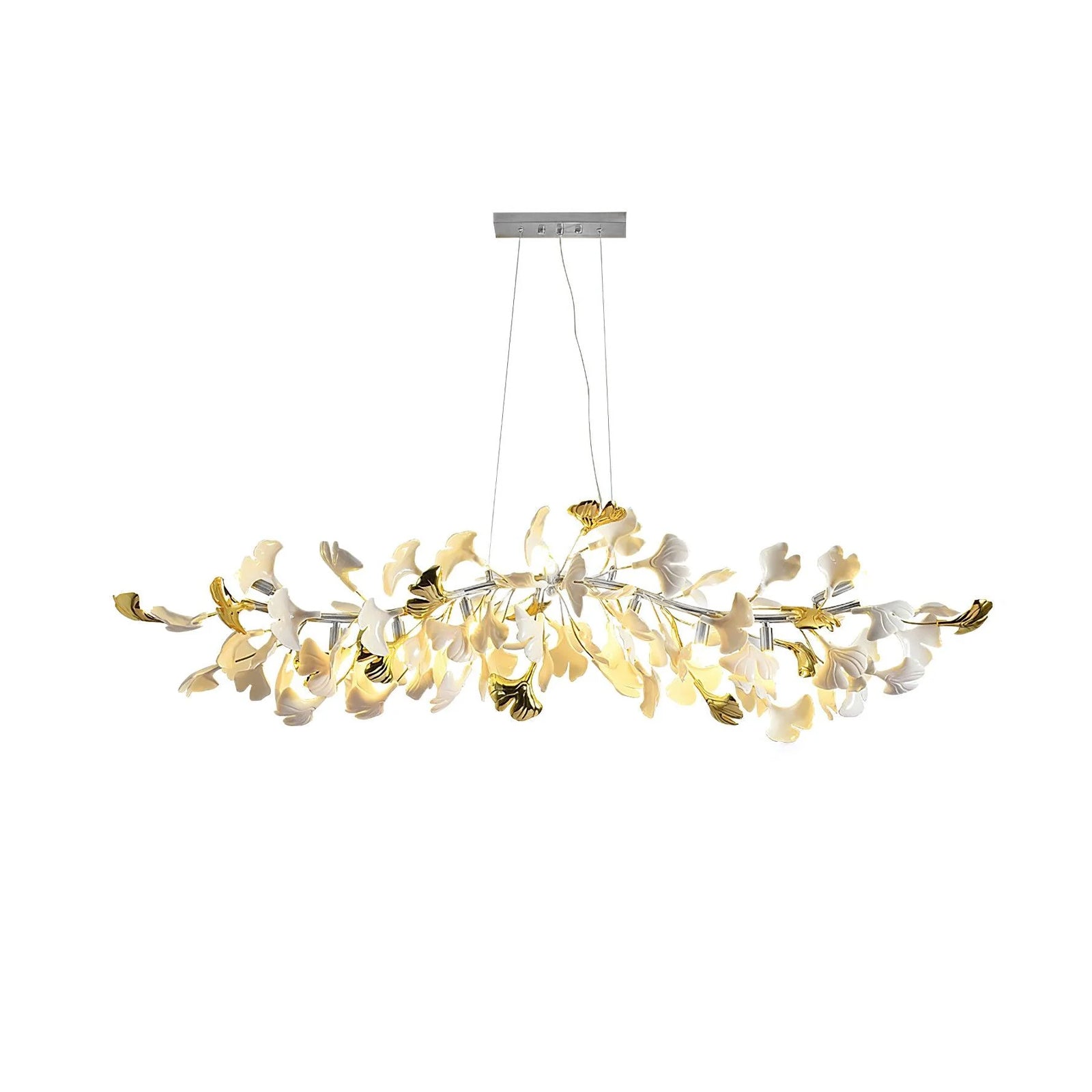 Handcrafted Ginkgo Petal Ceramic Chandelier Elegant Porcelain Leaf Lighting Fixture