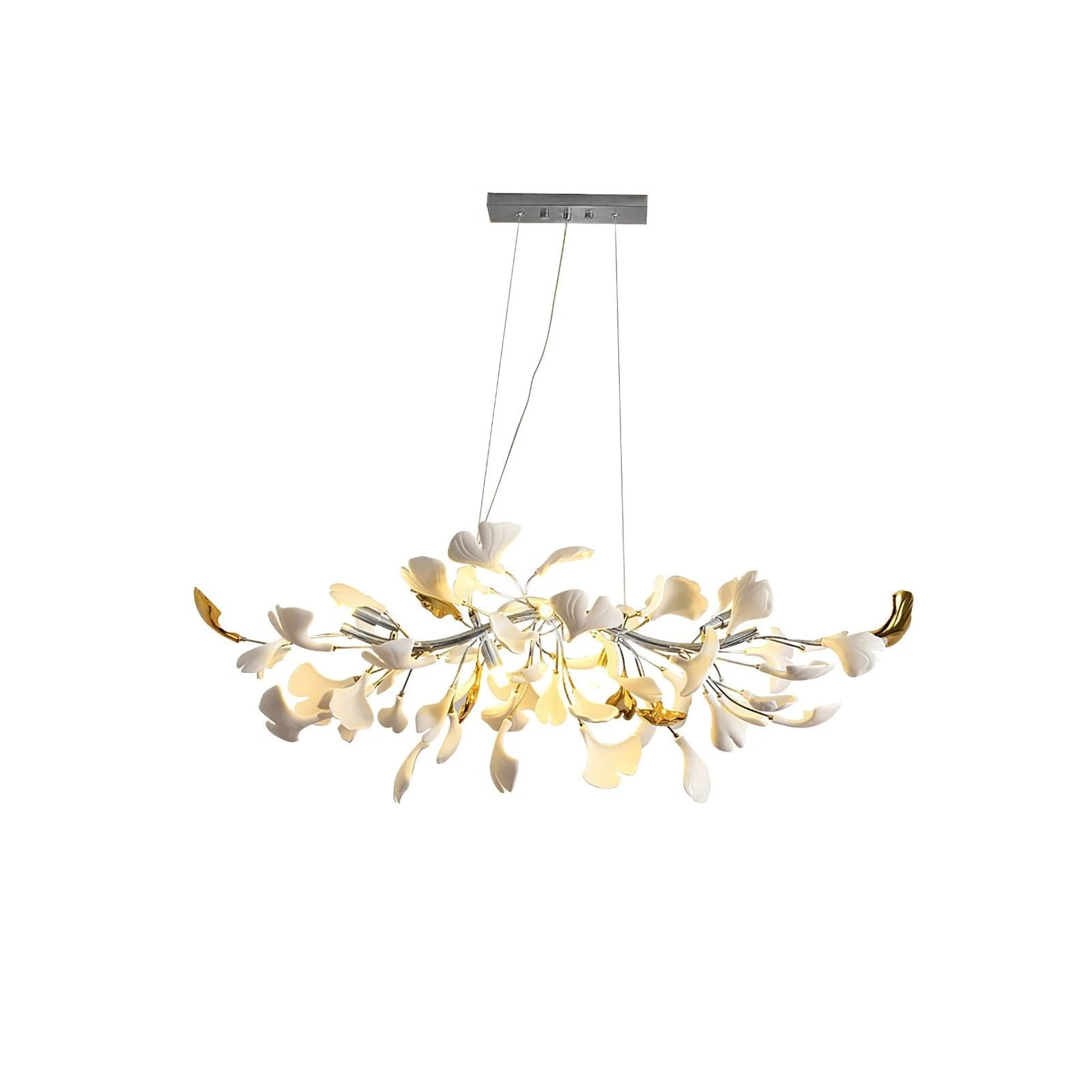 Handcrafted Ginkgo Petal Ceramic Chandelier Elegant Porcelain Leaf Lighting Fixture