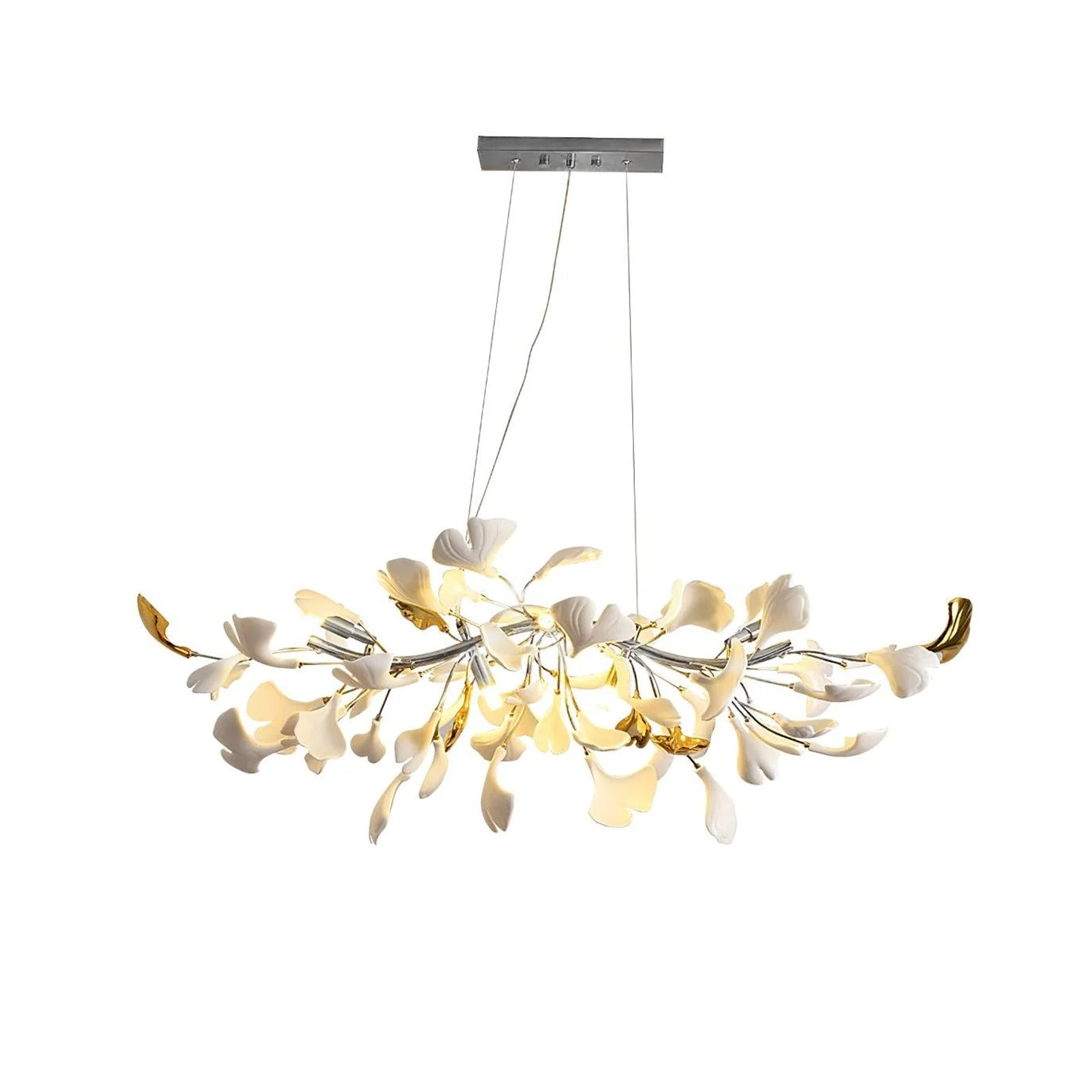 Handcrafted Ginkgo Petal Ceramic Chandelier Elegant Porcelain Leaf Lighting Fixture