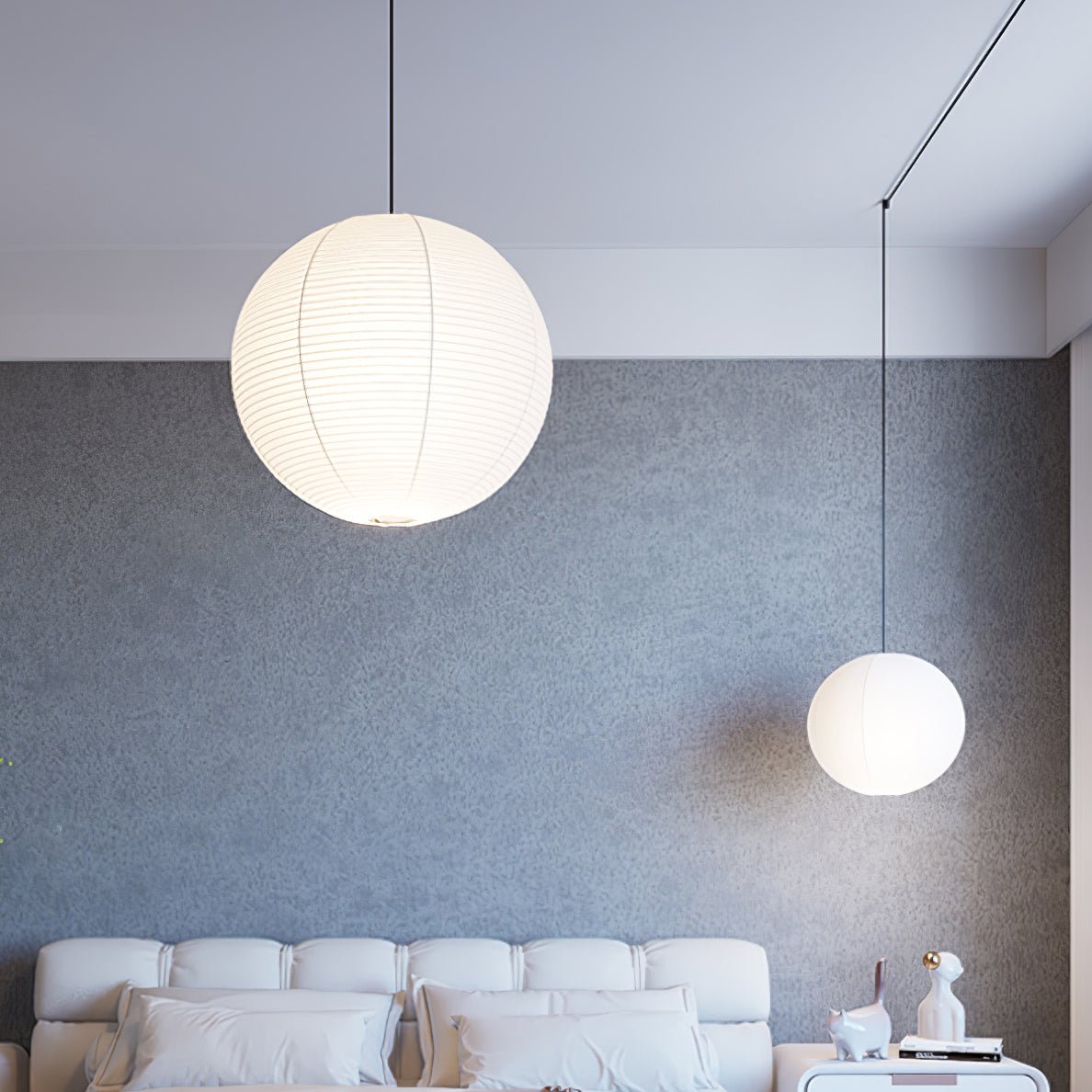 Handcrafted Japanese Mulberry Paper Pendant Swag Light Minimalist Rice Paper Lantern