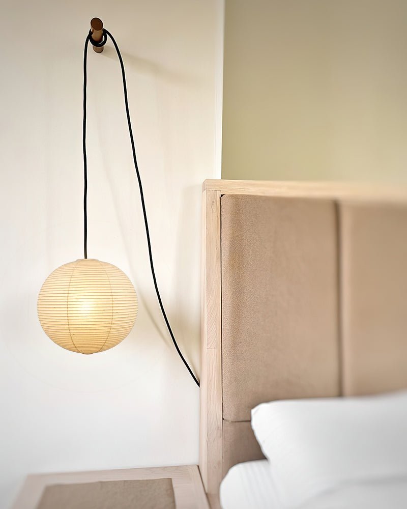 Handcrafted Japanese Mulberry Paper Pendant Swag Light Minimalist Rice Paper Lantern