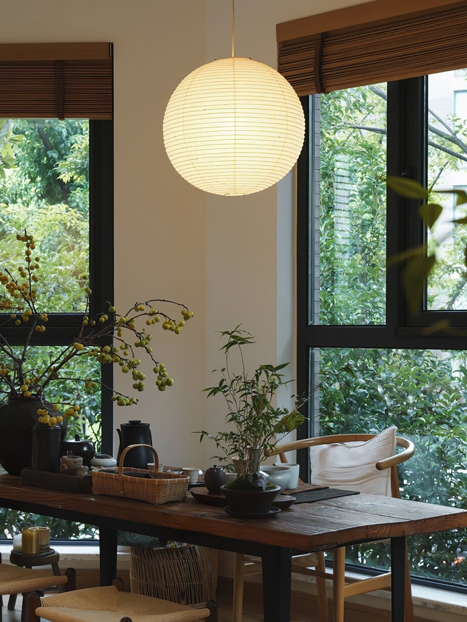 Handcrafted Japanese Mulberry Paper Pendant Swag Light Minimalist Rice Paper Lantern