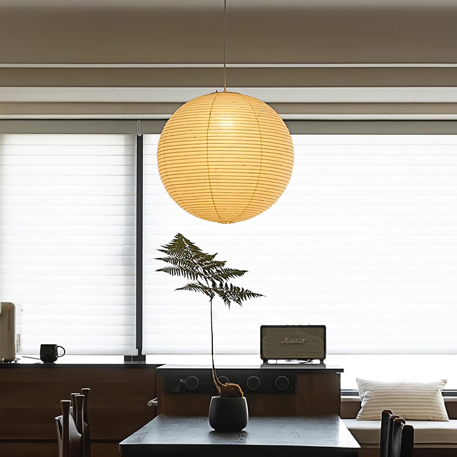 Handcrafted Japanese Mulberry Paper Pendant Swag Light Minimalist Rice Paper Lantern
