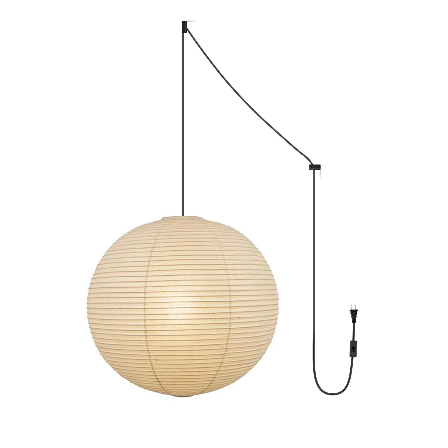Handcrafted Japanese Mulberry Paper Pendant Swag Light Minimalist Rice Paper Lantern
