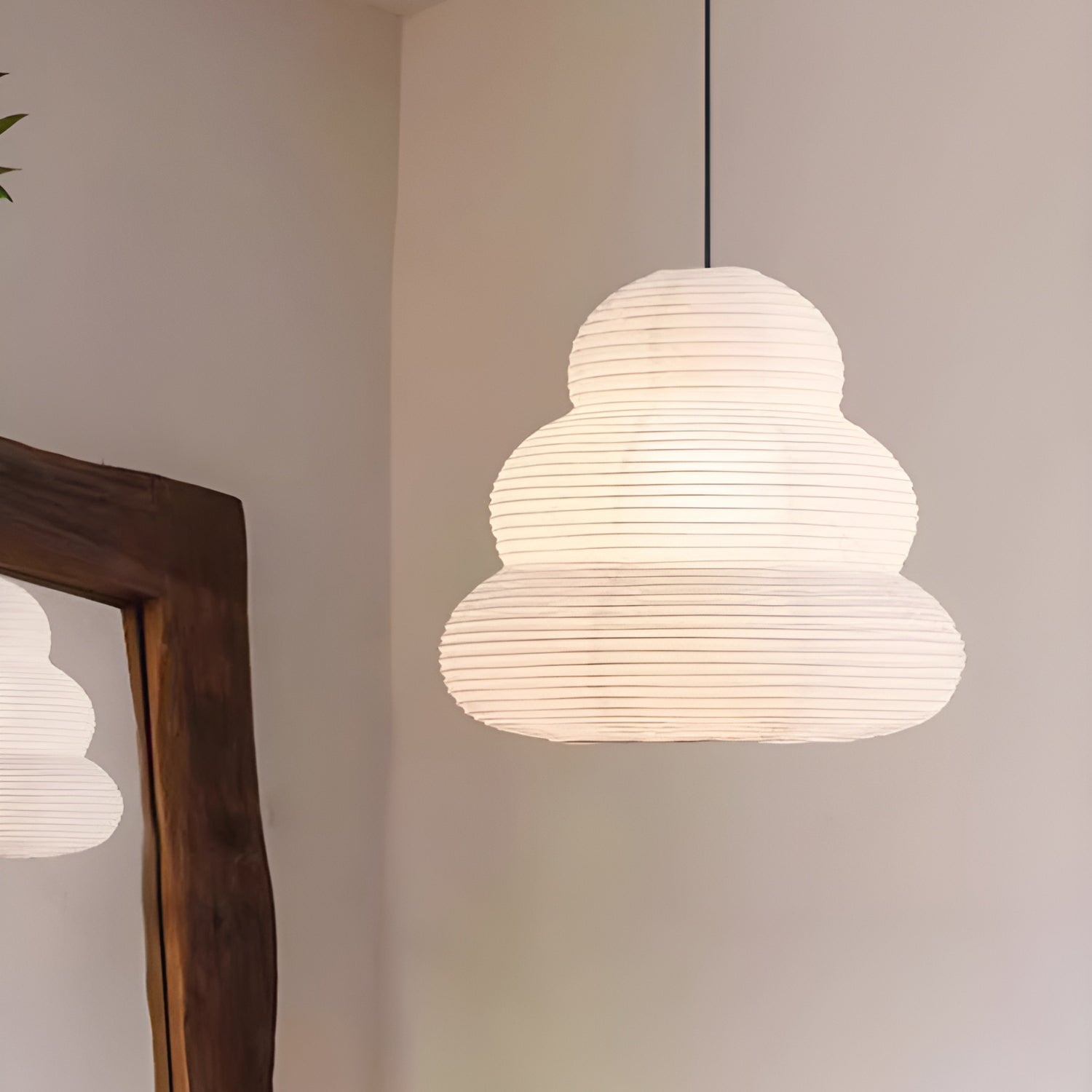 Handcrafted Japanese Style Rice Paper 24N Pendant Light White Washi Paper Ceiling Lamp
