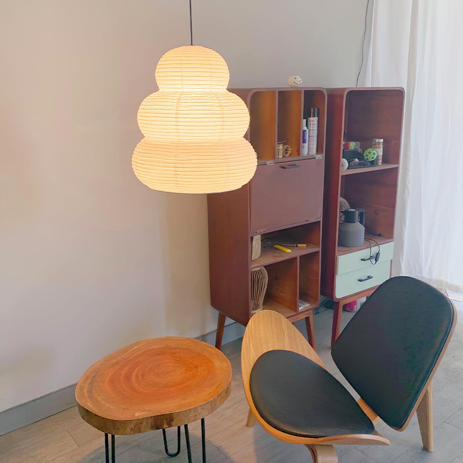Handcrafted Japanese Style Rice Paper 24N Pendant Light White Washi Paper Ceiling Lamp
