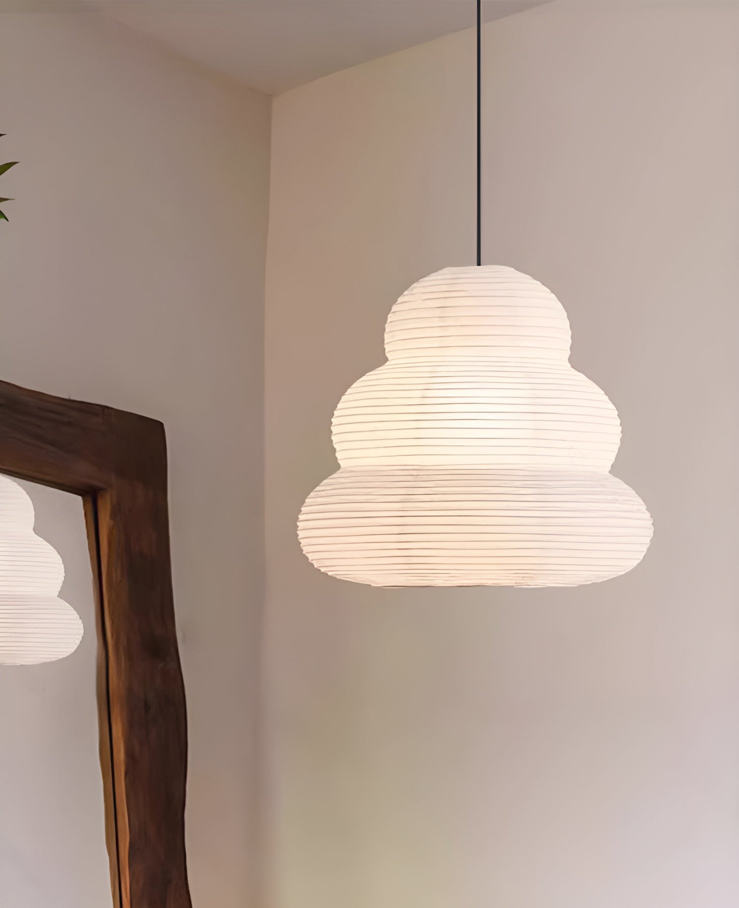 Handcrafted Japanese Style Rice Paper 24N Pendant Light White Washi Paper Ceiling Lamp