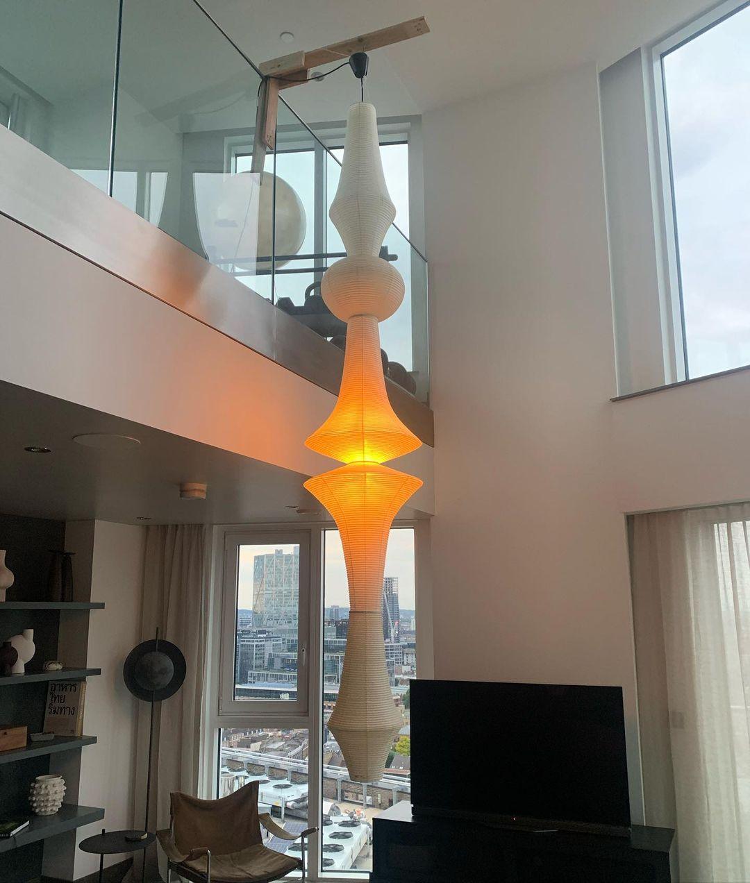 Handcrafted Japanese Washi Paper Pendant Light Mulberry Bark Ceiling Hanging Fixture