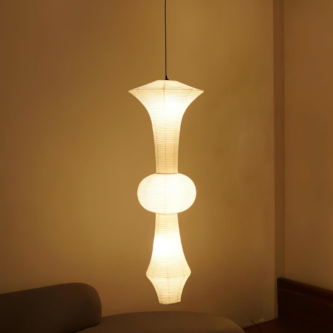 Handcrafted Japanese Washi Paper Pendant Light Mulberry Bark Ceiling Hanging Fixture