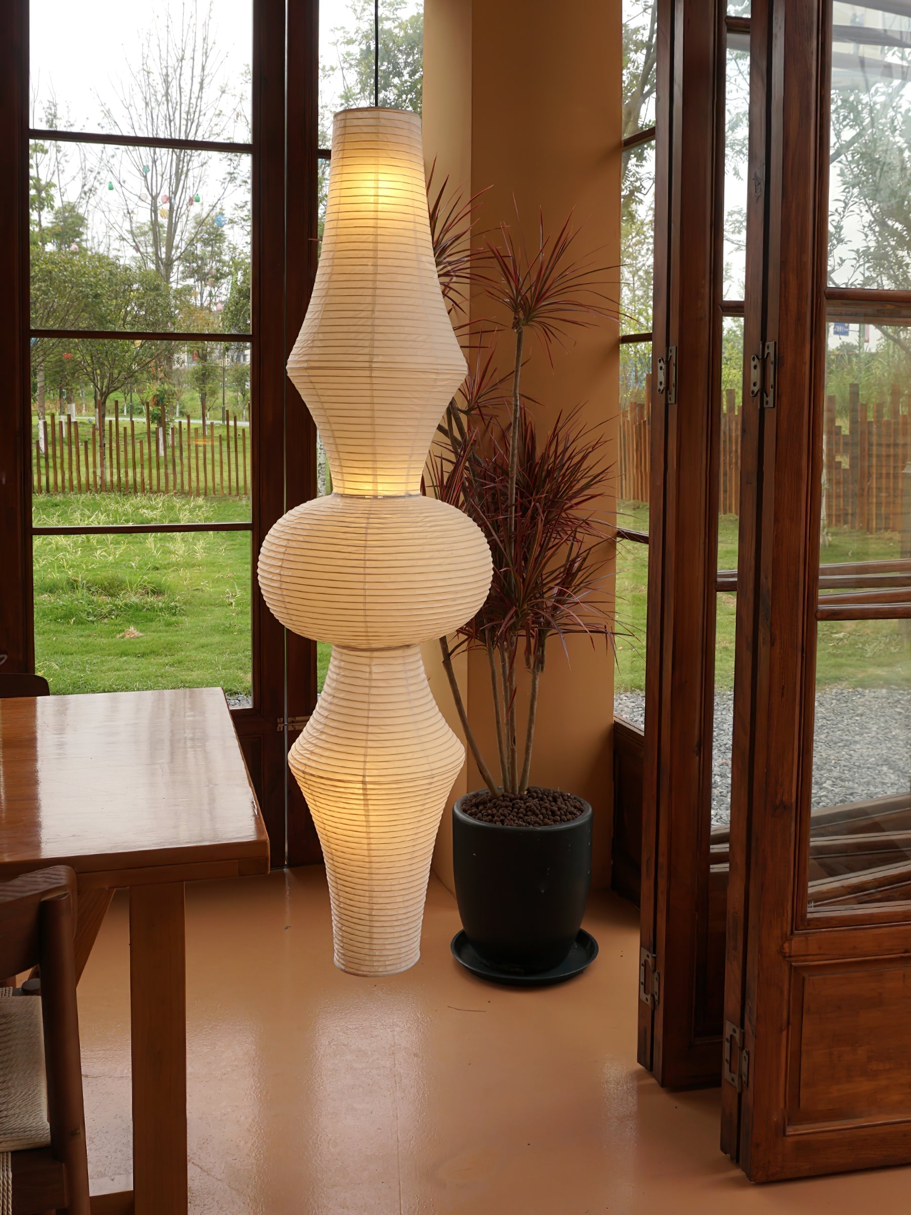 Handcrafted Japanese Washi Paper Pendant Light Mulberry Bark Ceiling Hanging Fixture