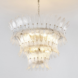 Handcrafted Murano Glass Leaf Crown Chandelier Luxury Tiered Living Room Ceiling Light