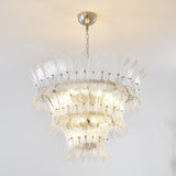 Handcrafted Murano Glass Leaf Crown Chandelier Luxury Tiered Living Room Ceiling Light