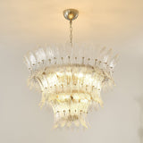 Handcrafted Murano Glass Leaf Crown Chandelier Luxury Tiered Living Room Ceiling Light