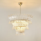 Handcrafted Murano Glass Leaf Crown Chandelier Luxury Tiered Living Room Ceiling Light
