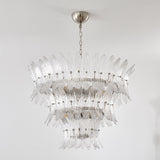 Handcrafted Murano Glass Leaf Crown Chandelier Luxury Tiered Living Room Ceiling Light