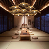 Handcrafted Natural Bamboo Frame Pendant Lamp Woven Hanging Ceiling Light Fixture