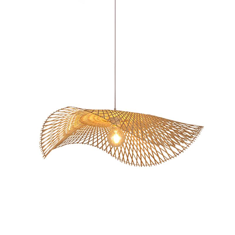 Handcrafted Natural Bamboo Frame Pendant Lamp Woven Hanging Ceiling Light Fixture