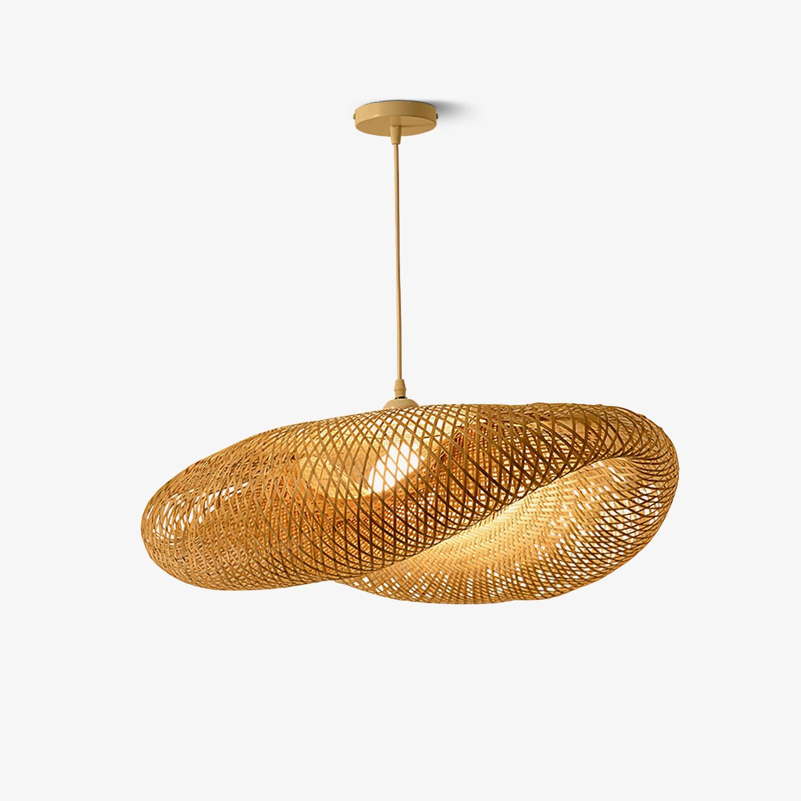 Handcrafted Natural Woven Bamboo Pendant Light Zen Inspired Hanging Ceiling Lamp