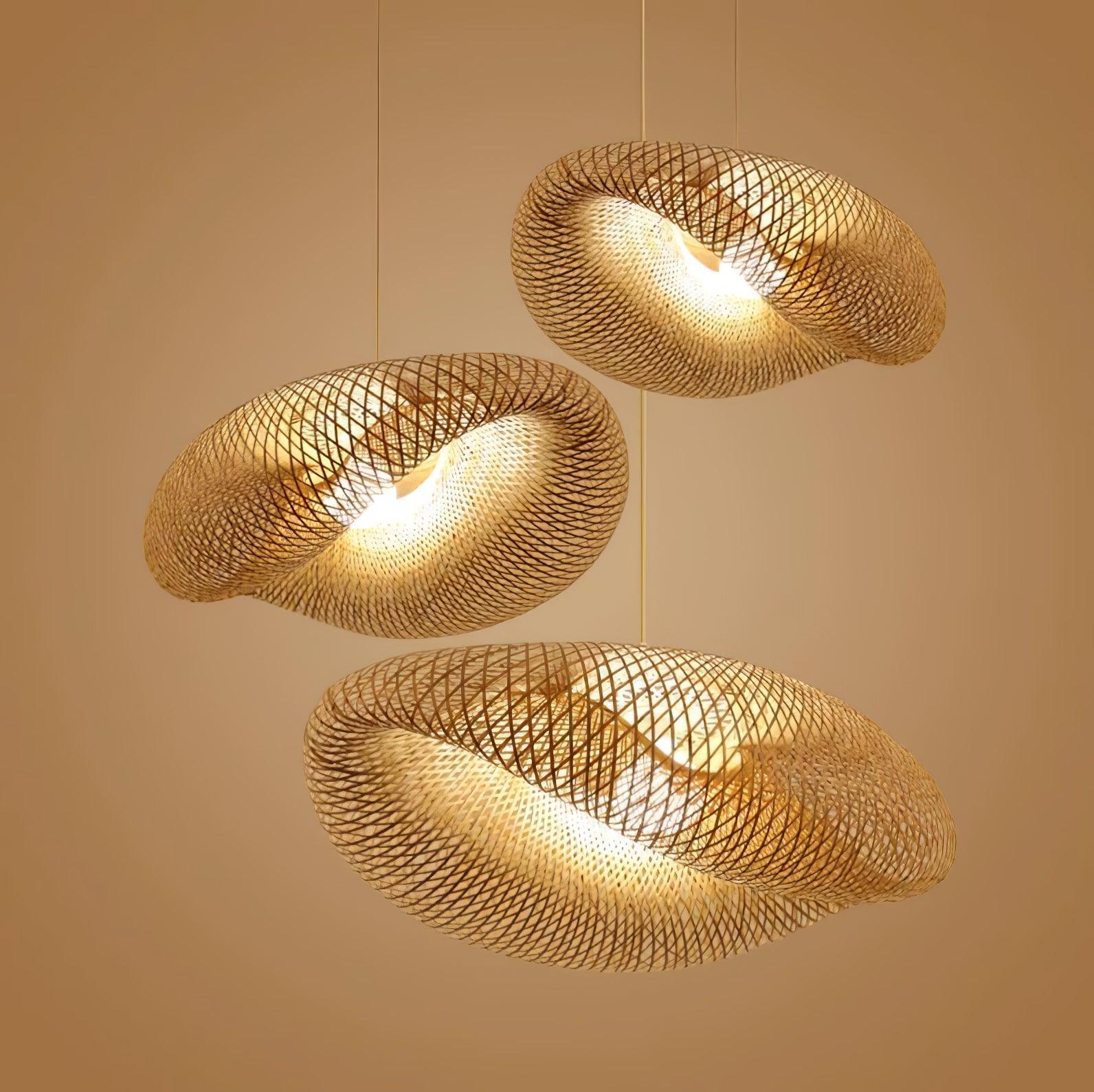 Handcrafted Natural Woven Bamboo Pendant Light Zen Inspired Hanging Ceiling Lamp