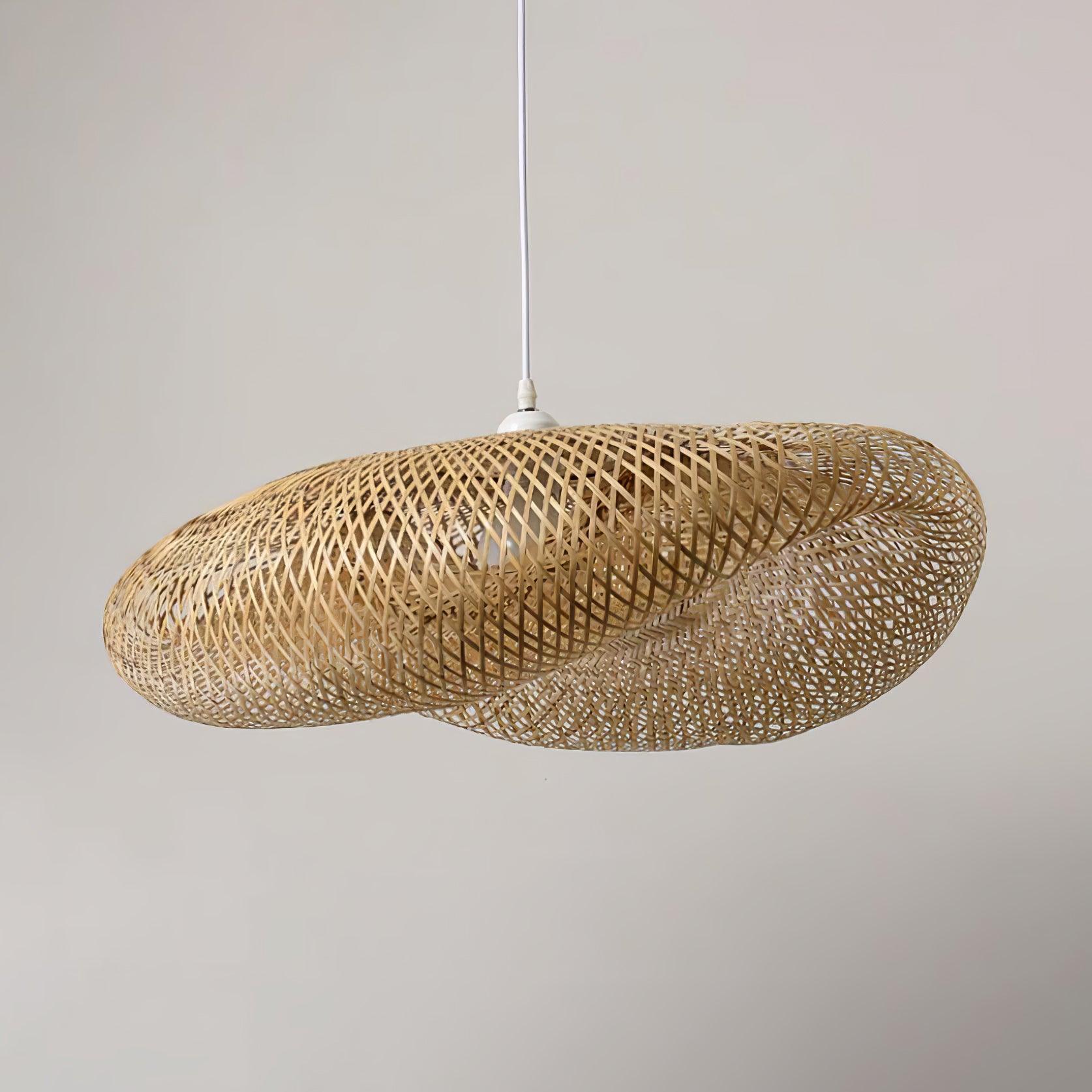 Handcrafted Natural Woven Bamboo Pendant Light Zen Inspired Hanging Ceiling Lamp
