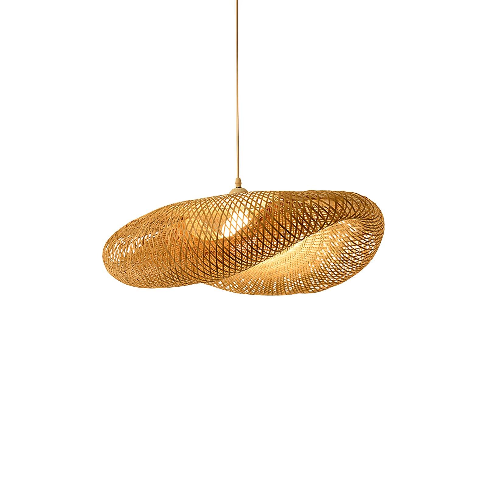 Handcrafted Natural Woven Bamboo Pendant Light Zen Inspired Hanging Ceiling Lamp