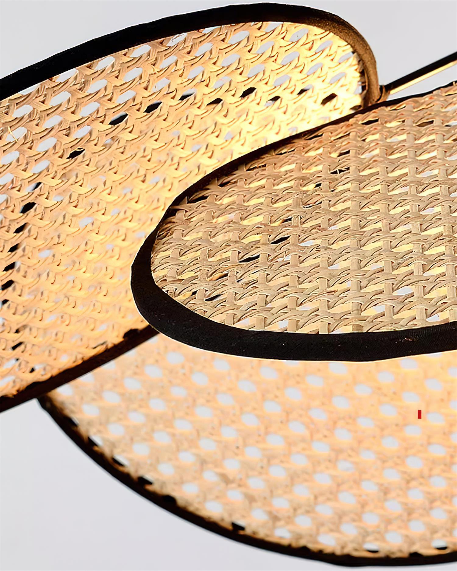 Handcrafted Petal Rattan Pendant Lamp Organic Woven Texture Ceiling Light for Minimalist Decor