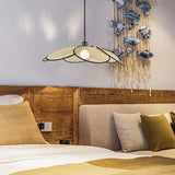 Handcrafted Petal Rattan Pendant Lamp Organic Woven Texture Ceiling Light for Minimalist Decor