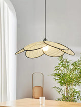 Handcrafted Petal Rattan Pendant Lamp Organic Woven Texture Ceiling Light for Minimalist Decor