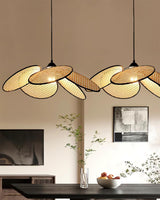 Handcrafted Petal Rattan Pendant Lamp Organic Woven Texture Ceiling Light for Minimalist Decor