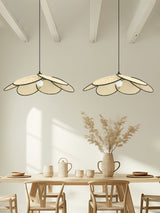 Handcrafted Petal Rattan Pendant Lamp Organic Woven Texture Ceiling Light for Minimalist Decor
