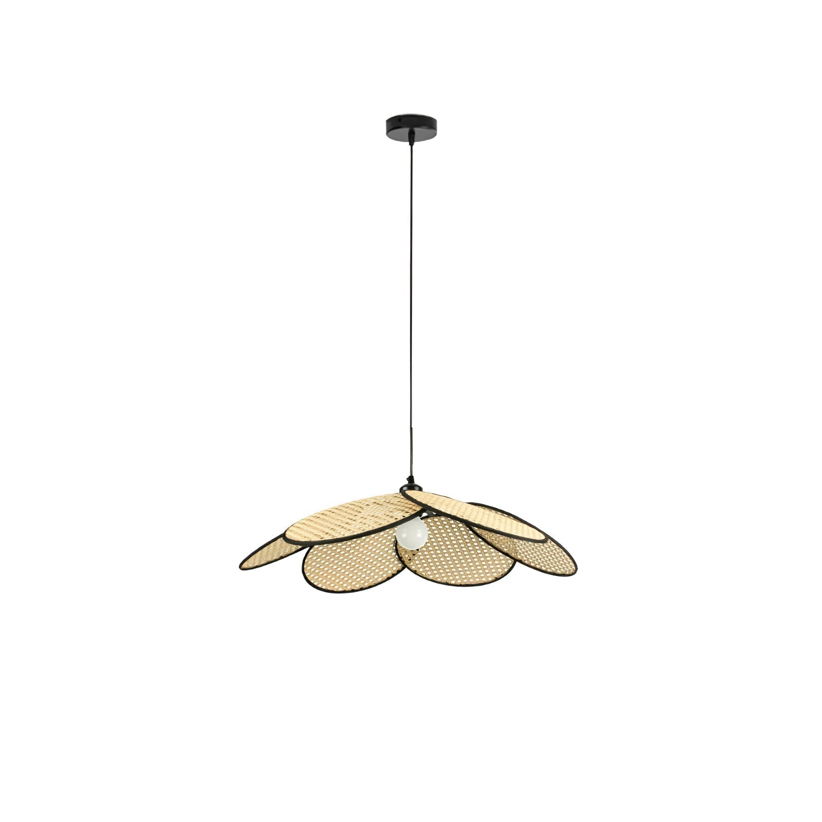 Handcrafted Petal Rattan Pendant Lamp Organic Woven Texture Ceiling Light for Minimalist Decor
