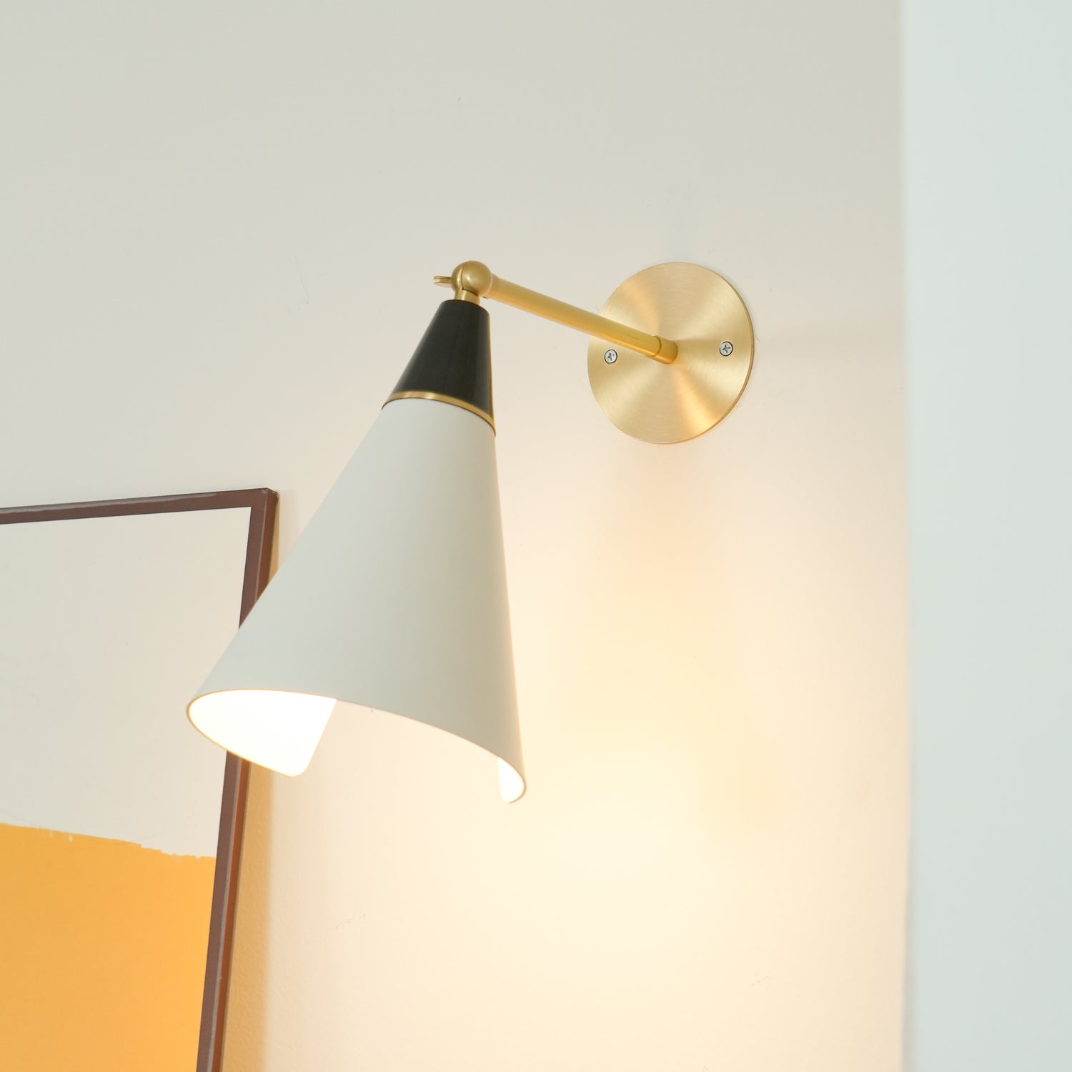 Handcrafted Petite Magari Wall Sconce Lighting with Beveled Edge Metal Shade