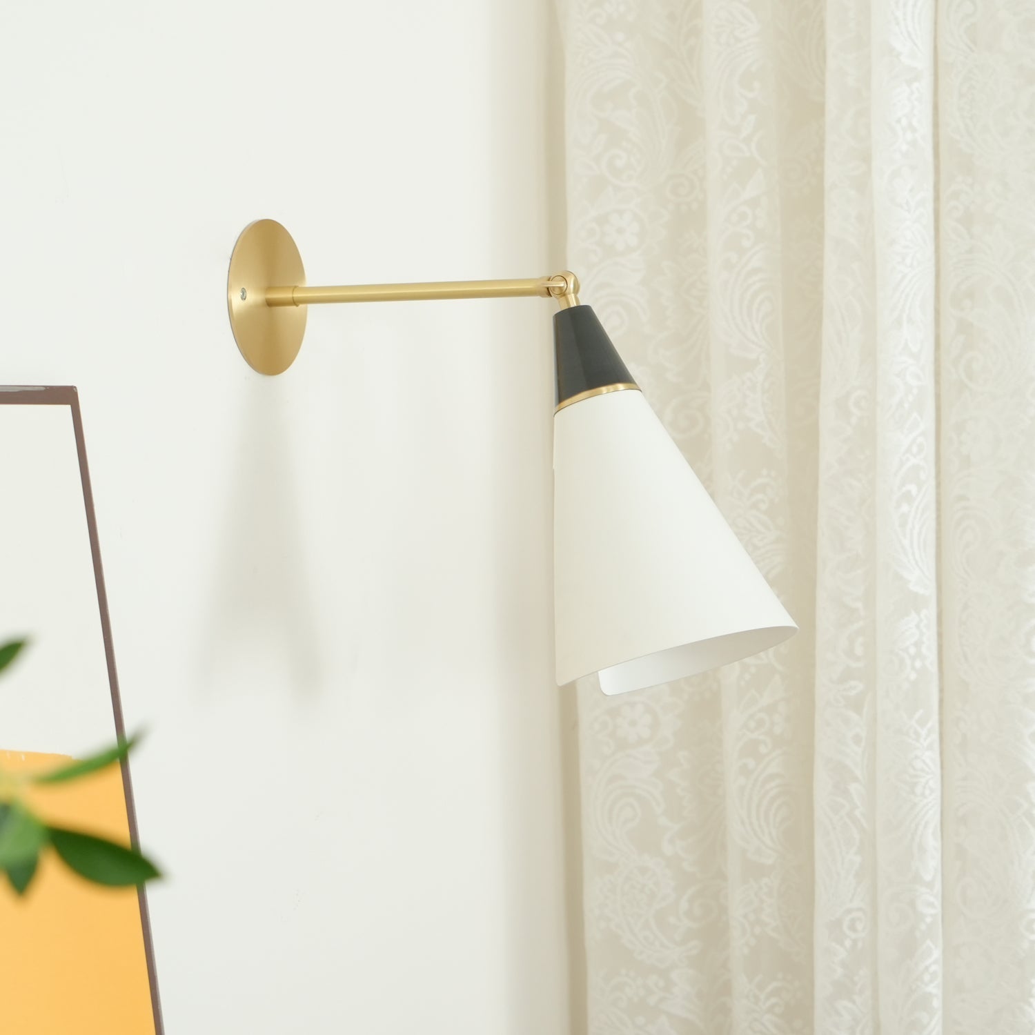 Handcrafted Petite Magari Wall Sconce Lighting with Beveled Edge Metal Shade