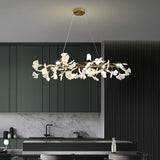 Handcrafted Porcelain Ginkgo Leaf Chandelier Elegant Modern Candelabrum Hanging Light